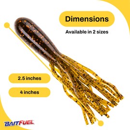 BAITFUEL Tubes Infused with Supercharged X55 Formula Gel: Fish Scent Technology with Powerful Attractants | 2.5-Inch, Brown Pumpkin Copper (PN: X74577)