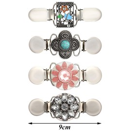 Zasvec Cardigan Clip 4 Pieces Cardigan Clip Pullover Clips Cardigan Collar Clips Dresses Clip Sweater Cardigan Clips Brooches for Clothing Clip Closure for Women Blouse Cardigan Jacket, Metal