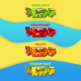 Zaza Extra Sour Chewy Candy - Assorted Fruit Flavored Variety Pack - Bulk Individually Wrapped Fruit Mix Chewy Candy Green Apple, Orange, Strawberry, Passion Fruit Flavors for Kids and Party Favors, 2.2LB