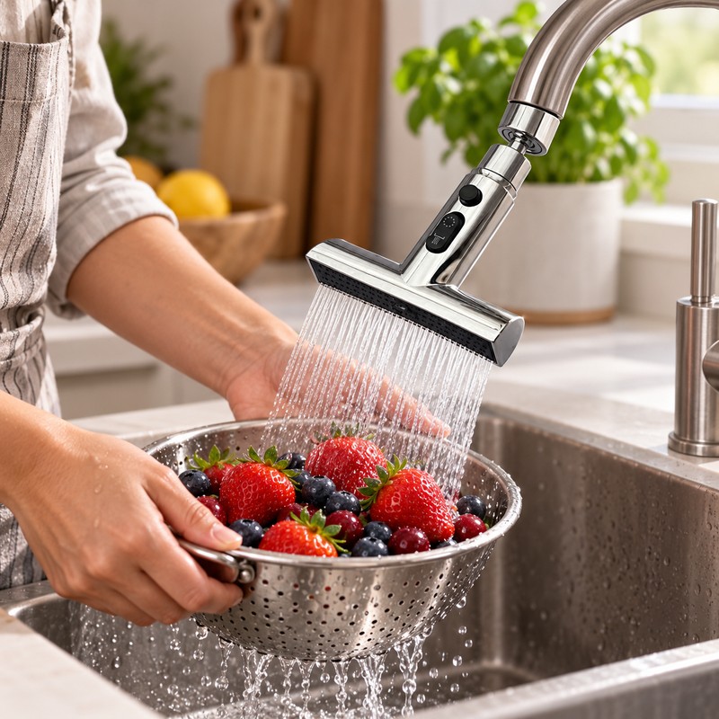 Rotatable 3-Mode Waterfall Faucet Extender – Adjustable Sink Sprayer Nozzle