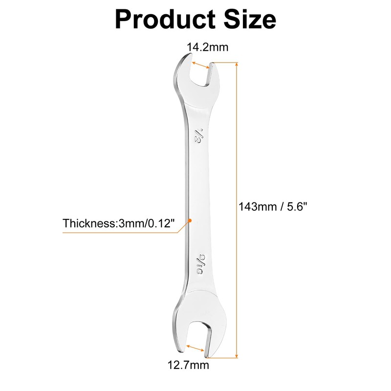 sourcing map 2pcs Thin Open End spanners SAE, 1/2x9/16 Inches,
