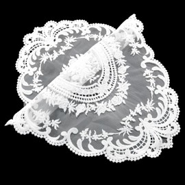 TAODAN 2PCS 12x16inch Round Vintage Lace Placemats Crochet Doilies Table Placemat Handmade White Embroidered Lace Table Mat Farmhouse Placemat Suitable for Coasters and Vase Mat