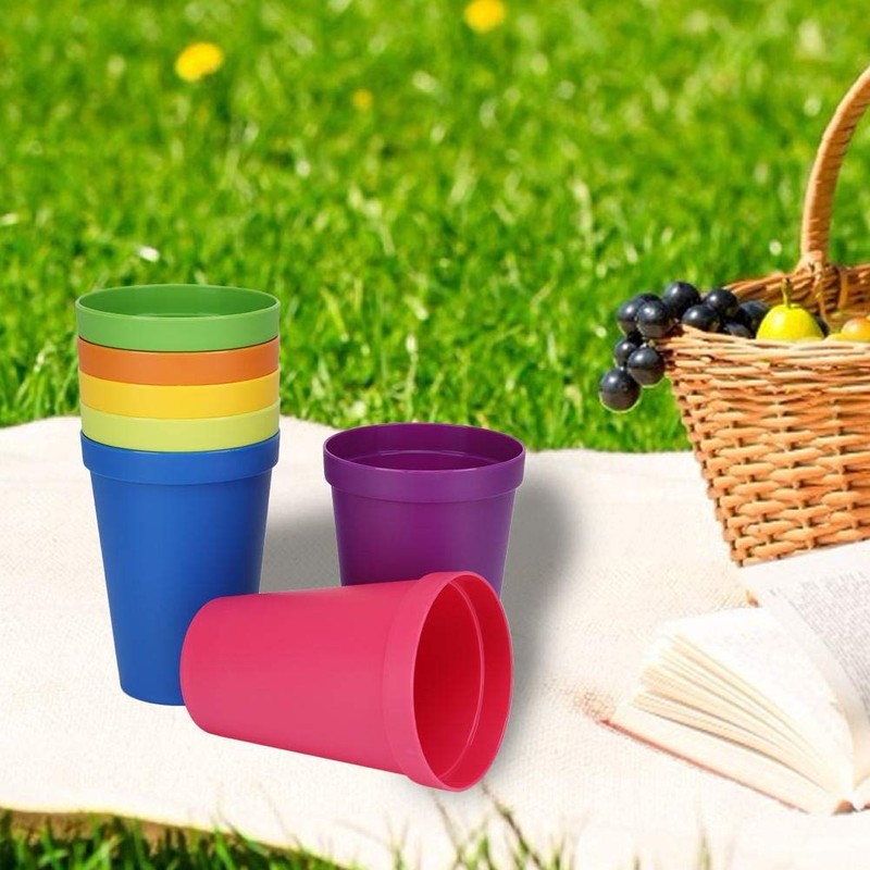 7PCS Break-Resistant Reusable PP Cups Rainbow Dishwasher Safe Plastic Tumblers