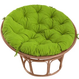 PRIMEPATIO Papasan Chair Cushion Outdoor, Round Papasan Cushion Indoor with Ties, Waterproof Circle Seat Pad for Porch Patio Garden, 45 in Green, Cushion Only