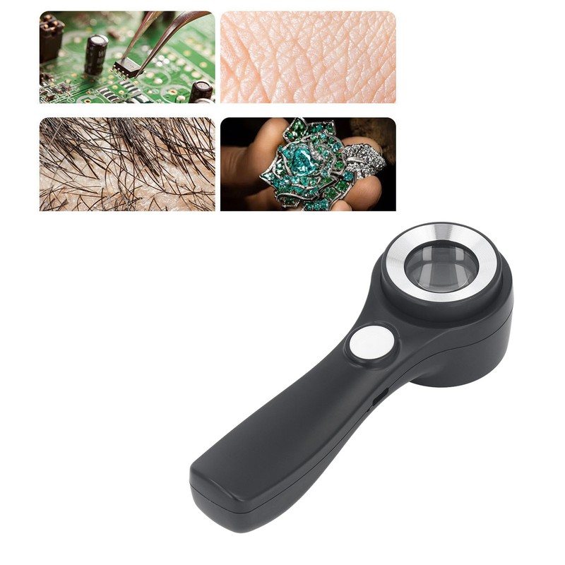 Magnifying Glass Handheld 60X Illuminated Magnifier USB Rechargeable LED Magnifying