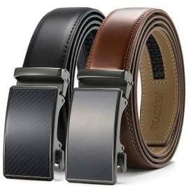 Ratchet Belts for Men 2 Pack - 1 3/8" Leather Belts Men - Design Belt Meet Almost Any Occasion and Outfit