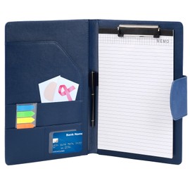 Agoer Agoer Schreibmappe A4 Klemmbrettmappe, Leder Konferenzmappe DIN-A4 mit Magnetverschluss, Schreibbrett Klemmbrett inklusive A4 Notizblock und Stift