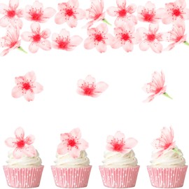 Gleevio Rosa Blumen Tortendeko Essbar,40 Stück Essbare Blumen für Torte, Essbare Blüten Tortendeko, Esspapier Kirschblüte Kuchen Deko, Kirschblüte Cupcake Deko Essbar für Hochzeit, Geburtstag, Mädchen