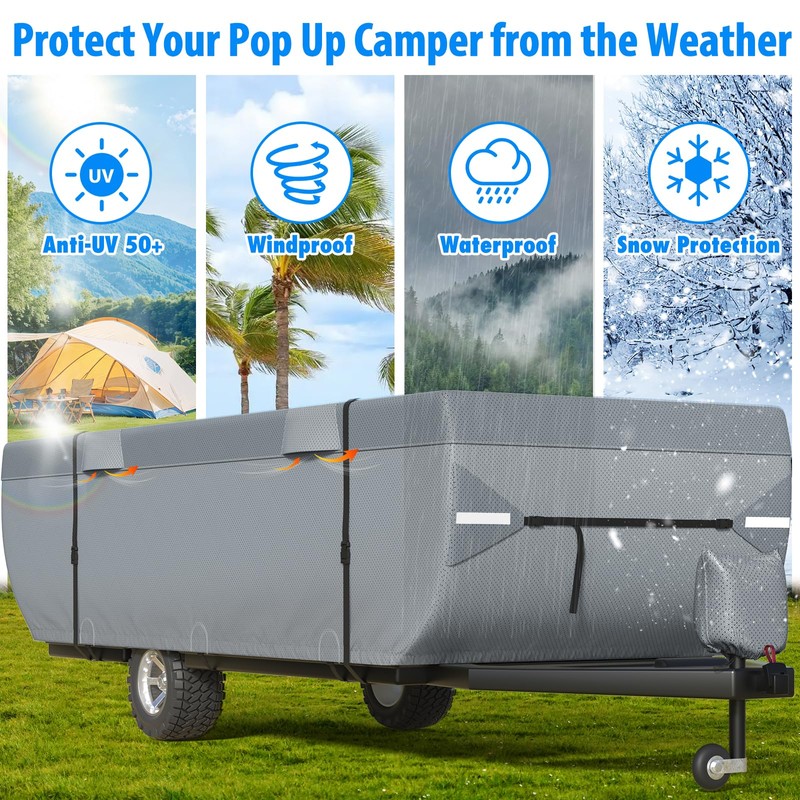 Mofeez Pop Up Camper Cover 12-14ft, 7 Layers Top Extra-Thick