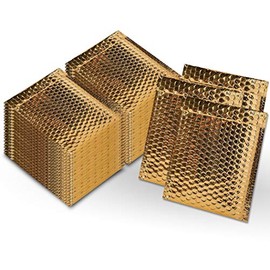 AMZ Gold Metallic Bubble Mailers 8.5 x 11, Pack of 100 Poly Bubble Mailers 8 1/2 x 11 Gold Envelopes Bubble Padded, Metallized Bubble Mailer, Stylish Cute Bubble Mailers, Shiny Gold Poly Mailers
