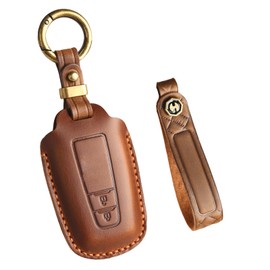 Ysbxitu For Toyota Car Key Case Leather Key Box Keyless Go Protection Fits Toyota Prius Camry Prius Auris Aygo RAV4 Yaris Vios Corolla Scratch-Resistant Key Case, 2-button brown