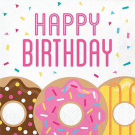 Birthday Donut Time Party Napkins - 48 Count | 3 Packs of 16CT 2-Ply Lunch Napkins