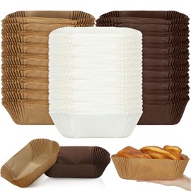 Skyygemm 300 Pcs Loaf Bread Baking Liners Disposable Paper Pan Liners 7.4 x 3.54 x 2.56 Inch Loaf Pan Liners Boat Shaped Brownie Muffin Cupcake Wrappers for Weddings Birthdays Baby Showers