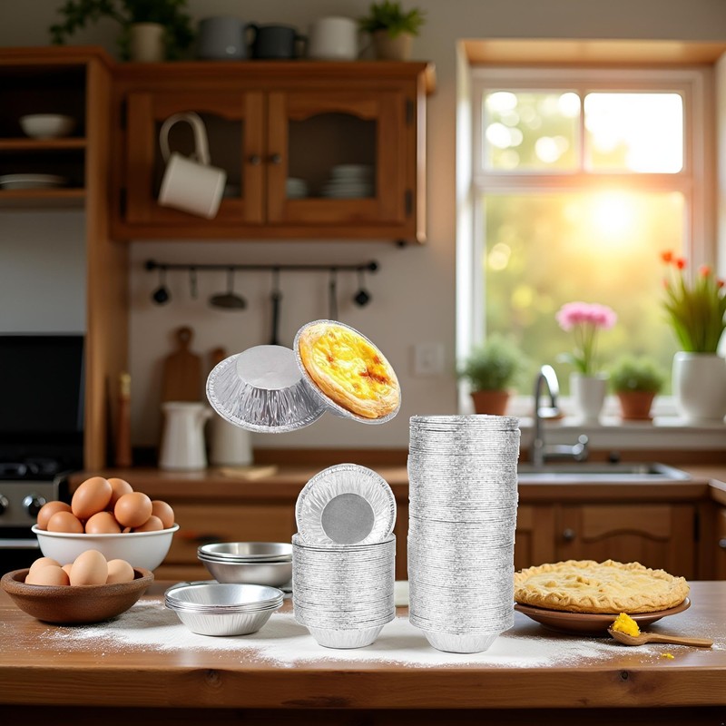 Wyjuan 50 Pcs Small Pie Tins, Round Tart Pie Foil