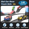 2-in-1 Slot Car Race Track Set with 4 High-Speed Cars,