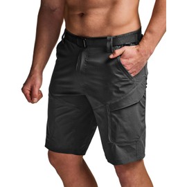 CQR Men's Hiking Cargo Shorts, Quick Dry Stretch Tactical Outdoor Shorts, Lightweight Camping Golf Shorts with Multi Pockets, Shenandoah Shorts Black, 40W x 10L