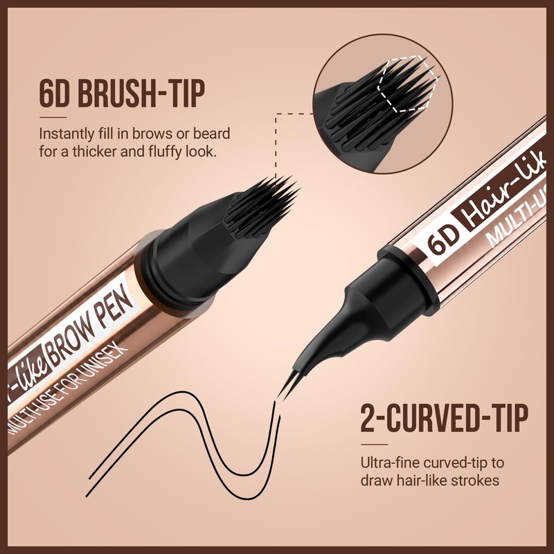 Eyebrow Pen for Women & Men, Natural Hair-Like Brows, Black