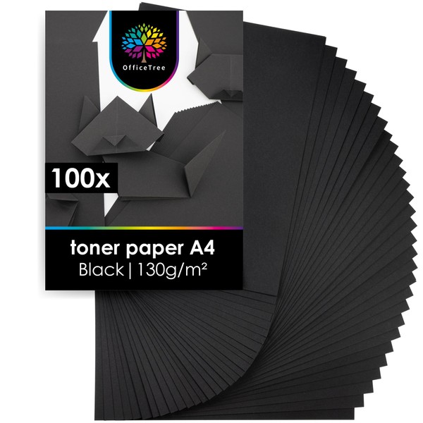 OfficeTree 100x Black Paper A4-130 g/m² - Black Craft Paper