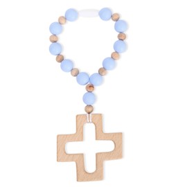 Silicone Ten-Year Rosary, a String of Rosary Beads with a Cross, Christian Communion Party Decorations, Silicone Ten-Year Rosary, Rosary (Blue Cross Necklace)