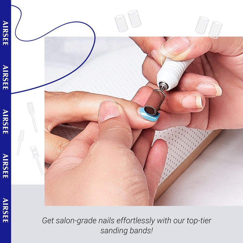 AIRSEE Sanding Bands for Electric Nail Drill 100 Piece Set