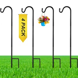 Yetene 4 Pcs 24 Inch Shepherds Hook for Outdoor Adjustable Bird Feeder Pole Metal Steel Shepard Hooks for Hummingbird Stand Feeder Pole for Garden Plant, Lantern, Hanging Wedding Decor
