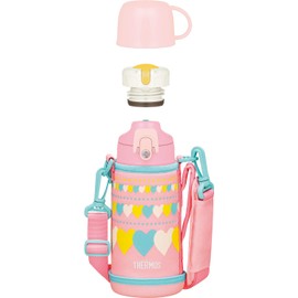 Thermos FJJ-600WF PHT Vacuum Insulated 2-Way Bottle, 0.6L/0.63L Pink Heart