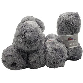 Himalaya Yumos Star 500 g Plush Yarn with Sequins, 500 g Knitting Wool with Plush, Silver 60279