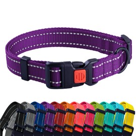 CollarDirect Reflective Dog Collar for a Small, Medium, Large Dog or Puppy with a Quick Release Buckle - Boy and Girl - Nylon Suitable for Swimming (14-18 Inch, Purple)