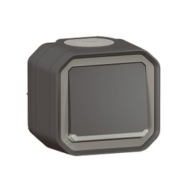 LEGRAND, Plexo New 069721L Surface-Mounted Single-Way Toggle Switch with Control Function, Integrated Indicator Light, 10 Amp, 250 Volt, IP55 - IK07, Colour: Anthracite