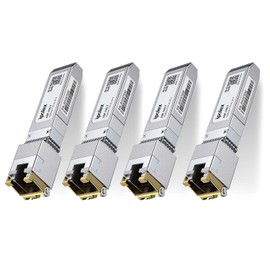 ipolex 1.25/2.5/5/10G SFP+ RJ45 Copper Transceiver, 10GBase-T Mini GBIC Module Compatible with Cisco SFP-10G-T-S, Ubiquiti UniFi UF-RJ45-10G, Mikrotik S + RJ10, Netgear etc. up to 30 meters. 4-pack.