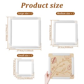 3Pcs Cross Stitch Frame,Square Embroidery Hoops Embroidery Clip Frame Universal Clip for Craft Sewing DIY Art Craft Cross-Stitch Cross Stitch Hoop Ring (White)