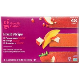 Fruit Strips Pomegranate, Mango and Strawberry Fruit Leathers Healthy Snack Made with Real Fruit Puree Concentrate Good and Gather Variety Pack 48 Strips, Set of 2