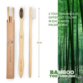 Virgin Forest Bamboo Toothbrushes, Eco Friendly BPA Free Soft Bristles Toothbrush, Biodegradable Natural Wooden Toothbrushes, Vegan Organic Bamboo Charcoal Tooth Brush for Sensitive Gums Set of 10