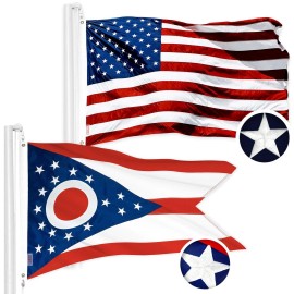 UD_G128 Combo Pack: American USA Flag 4x6 Ft & Ohio OH State Flag 4x6 Ft  Both ToughWeave Series Embroidered Polyester, Embroide