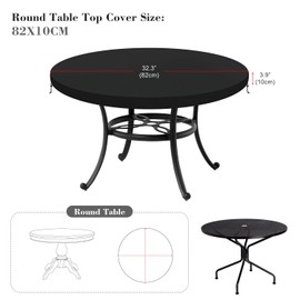 LAMUNI Table Top Cover, Outdoor Table Cover, Garden Furniture, Round Tabletop Cover, Waterproof Protective Cover for Garden Table, Winterproof, Waterproof Cover, Fire Plate Cover, 82 x 10 cm