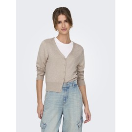 ONLY Women's Onlvenice Life Ls Vneck Cardigan Nca KNT Sweater, White Cap Grey/Detail: Melange, M