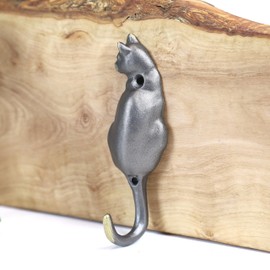 Fyne-Finds Brown Cast Iron Hook Rustic Vintage Cat Tail Hook Leads Coat Keys Clothes Towel Wall Mounted Hanger Hook