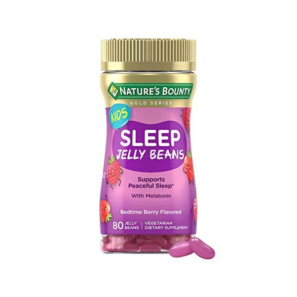 Nature’s Bounty Kids Melatonin Jelly Beans for Sleep Support, Berry Flavor.5 mg Melatonin, 80 Ct