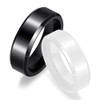 HIJONES Men's Women's Simple Bevel Wedding Ceramic Ring, Ceramic