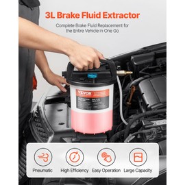 VEVOR Brake Bleeder Kit, 3L Brake Fluid Extractor with 1L Siphon Refilling Bottle & 13 Hose Connectors, Complete Brake Fluid Bleeder Kit with Extended Silicone Hose & Handle, Fit for Most Vehicles