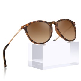 Carfia Vintage Polarised Sunglasses for Men/Women, Blue Light Filter, UV400 Protection, Ultralight Frame - Classic Women's and colour gradient brown