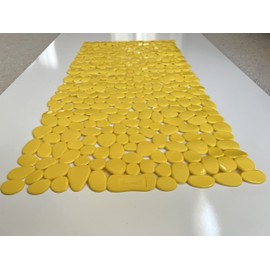 TIKE SMART “Pebbles” Non-Slip Bathtub/Shower Mat 27.5”x14” Rectangular, Non-Toxic, Safe, Clean, Machine-Washable, Superior Grip & Drainage, Vinyl, for Smooth Floors ONLY, Opaque Yellow
