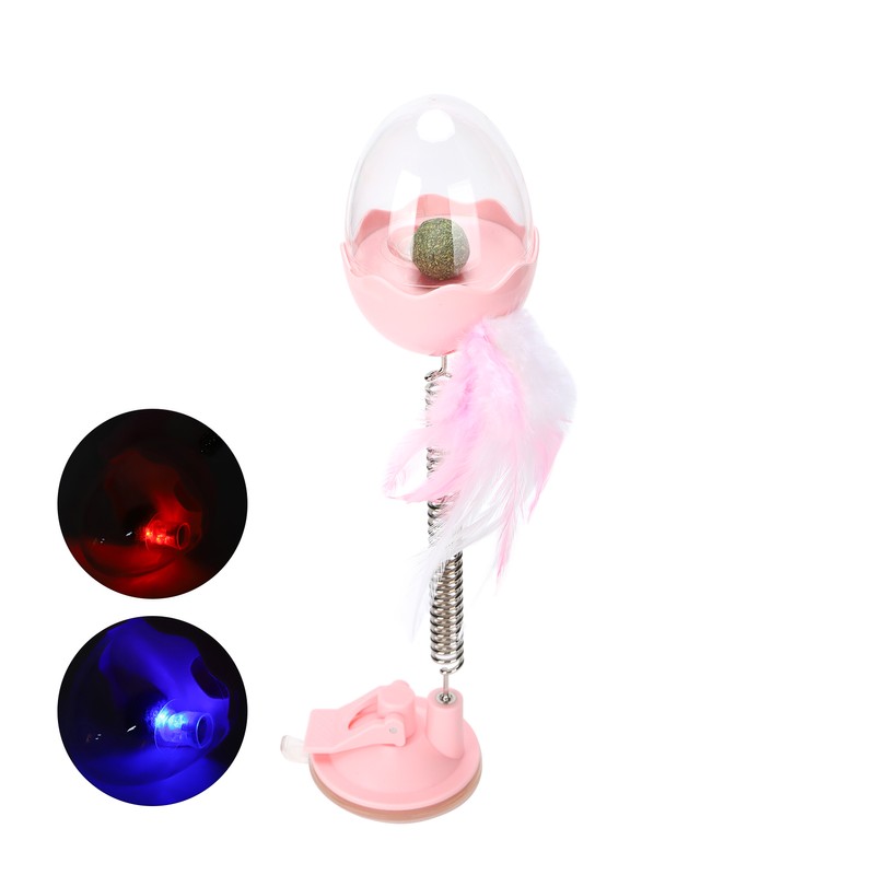 ABS LED Lighting Swing Spring Feather Leak Food Pet Toy