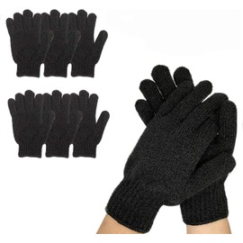 6 pares de guantes exfoliantes – Guantes de lavado negro premium para baño o ducha – Accesorios de exfoliación de spa de lujo para masaje de spa de belleza, apto para hombres y mujeres