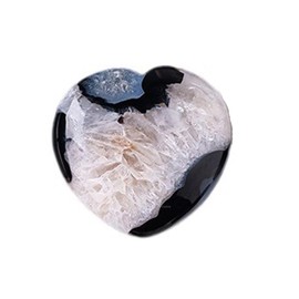 Erliway 1.77" Natural Heart Healing Crystals, Black Agate Geode Heart Love Shaped Crystal Stones, Polished Heart Shaped Palm Stone for Chakra Reiki Balancing Therapy Meditation Home Decoration