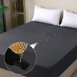 ohano Waterproof Mattress Protector, 140 x 200 cm Fitted Sheet, and Breathable Mattress Cover, Incontinence Mattress Topper, Moisture Protection, Fitted Sheet, for All Seasons, Dark Grey