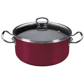 Vasconia Elegance 6-Quart Dutch Oven with Glass Lid (Dark Red) Dishwasher, Grill & Oven Safe up to 480℉ (Enamel on Steel) Nonstick Interior, Stainless Handles, Great for Baking, Roasting & Stewing