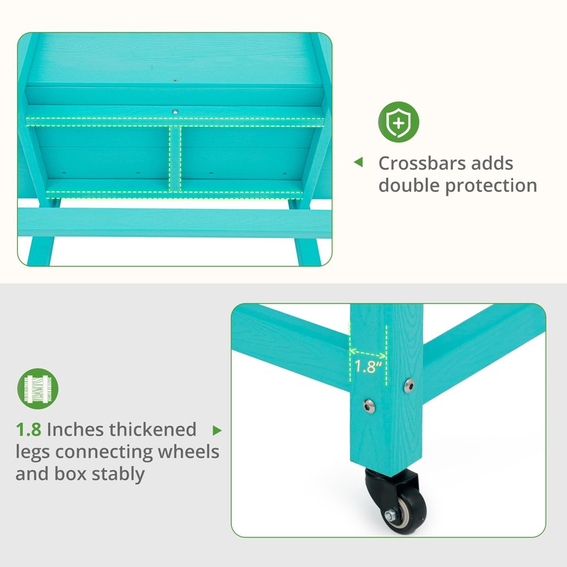 LUE BONA Raised Garden Bed with Wheels, 48 * 16.7