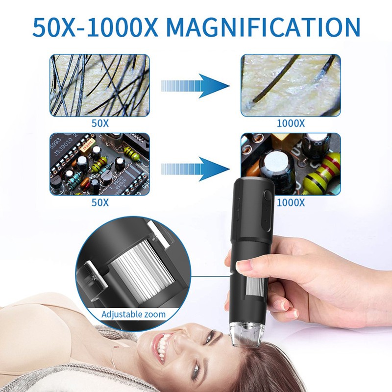 Wireless Digital Microscope 50X to 1000X USB Mini Black Handheld