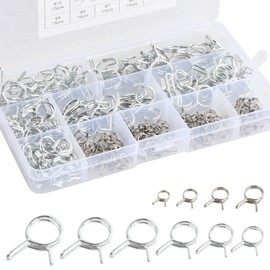 150 Pieces Fuel Line Hose Clips, Hose Spring Clamps 5-14mm, Spring Hose Clamps, Double Wire Fuel Hose Clips, Stainless Steel Hose Clip Clamp